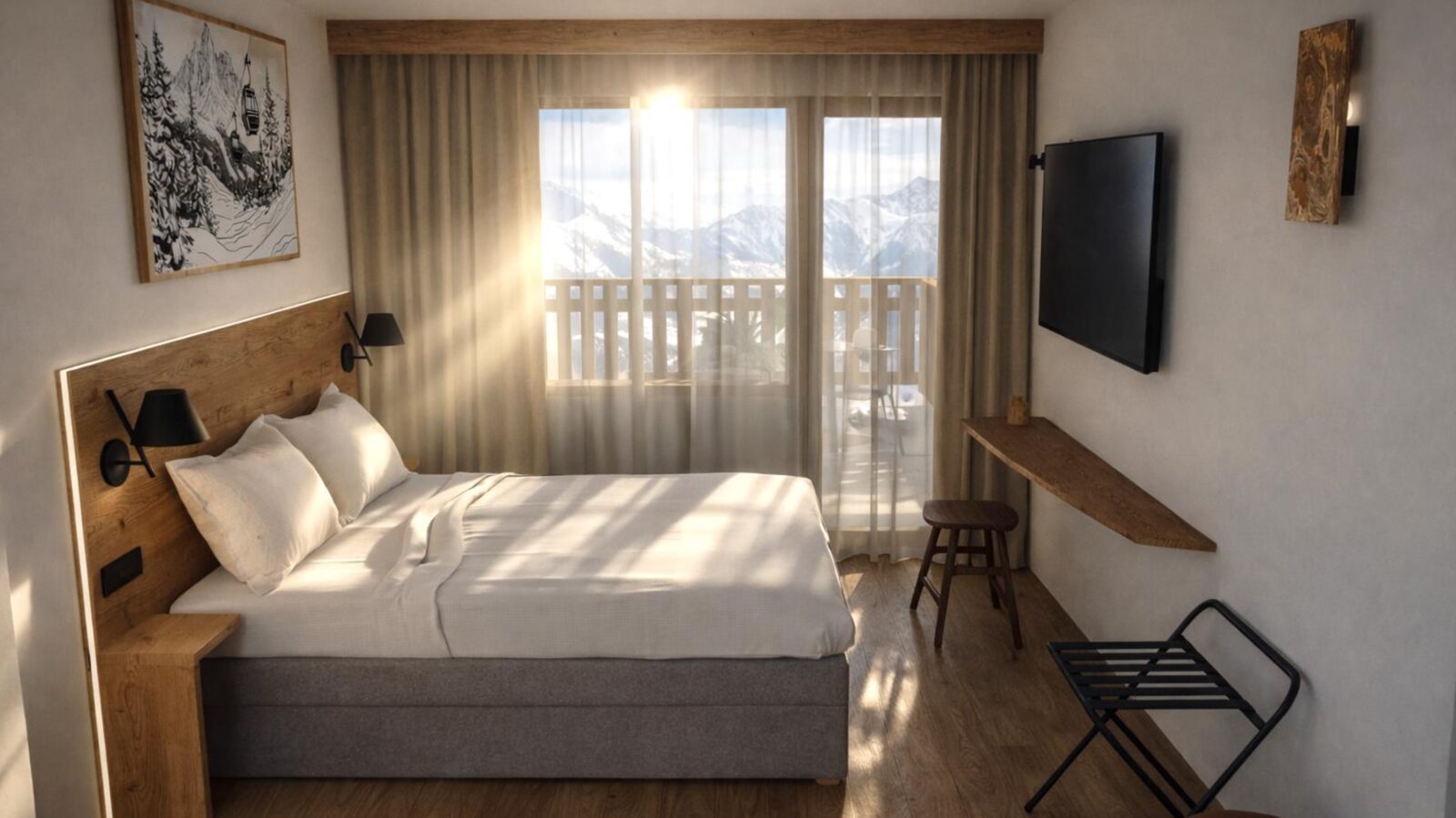 Chambre avec vue sur les Alpes