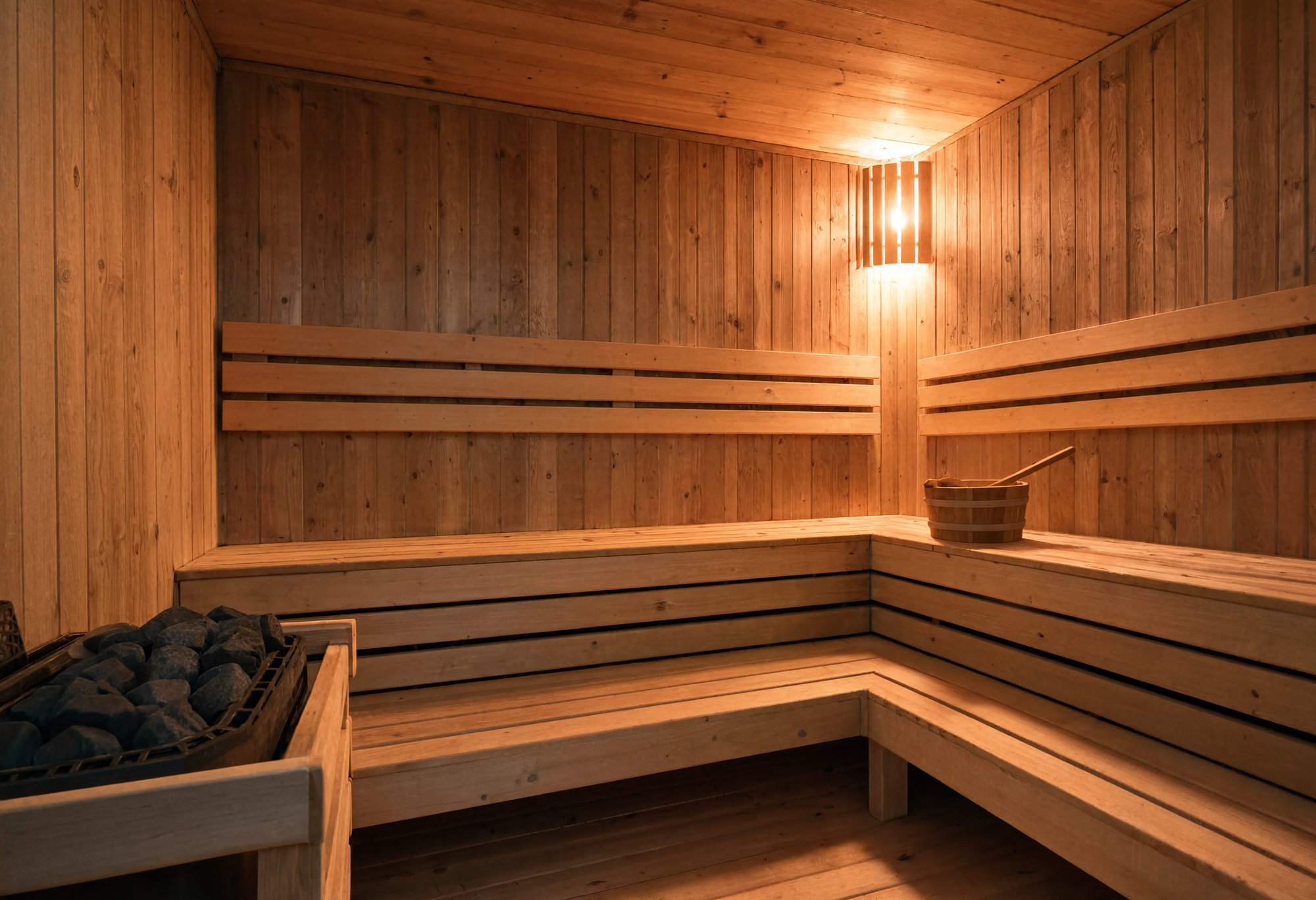 Sauna intimiste en bois du spa du Mont Fort
